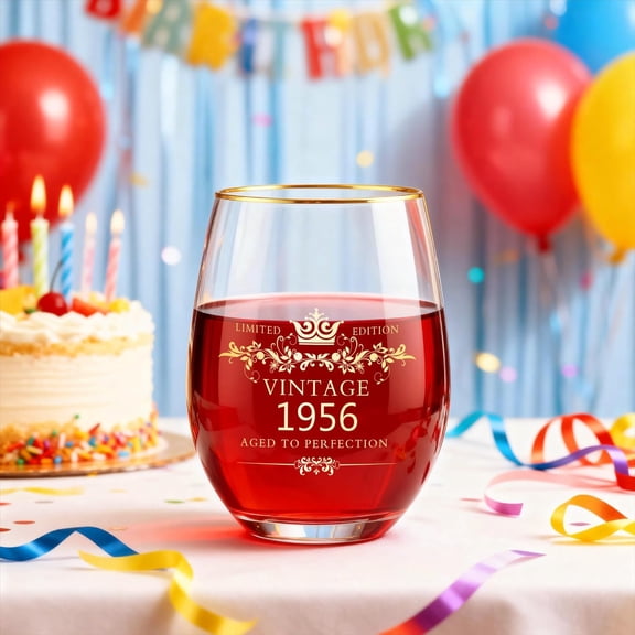 PYAN-Wine Glasses Gift 1956 70th Birthday Wine Glasses for Women 70th Birthday Gifts for Women Her 70th Years Old Birthday Gift for Wife Mom Sister, Best 70th Birthday Gifts