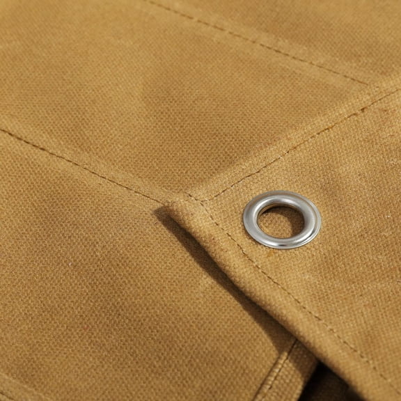 PYAN-Wrench Roll up Bag, Heavy Duty Waxed Canvas Small Tool Organizer Pouch with 4 Pockets (12.6" X 18.5 | Khaki)