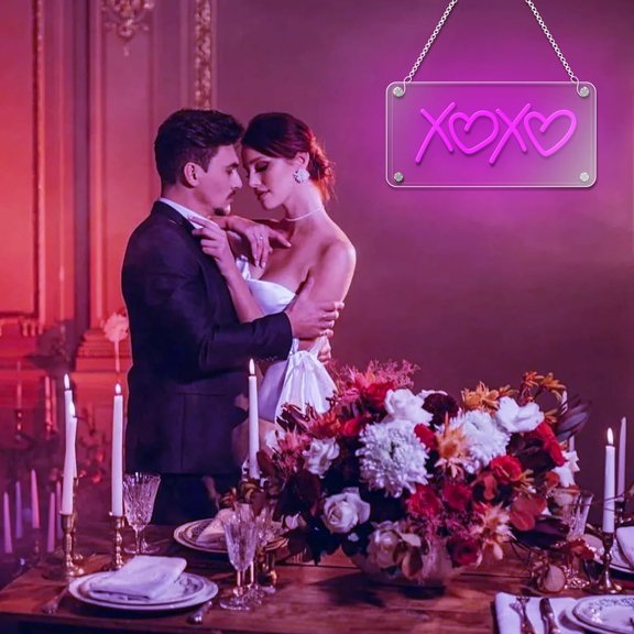 PYAN-XOXO Neon Sign, USB Powered Neon XOXO Neon Signs Light Dimmable LED Pink XOXO Signs Double-Layer Acrylic Neon for Home Bedroom Bar Club Pub Party Wall/Table Art Decoration Party Night Light Birt