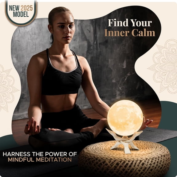 PYAN-Zen Moon Lamp - Visual Meditation Light for Relaxation and Mindfulness - Guided Breathing Night Light - Spiritual Birthday Gifts for Women, Mom, Best Friend - Unique Decor for Bedroom (5.5 inch)