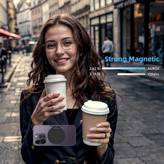 PYAN-for Magsafe Base Phone Grip, Magnetic Base R Stand, Magnetic Desk Phone Stand, Socket Grip Base for iPhone 17/16/15/14/13/12 Series, Compact Makeup Mirror, Black