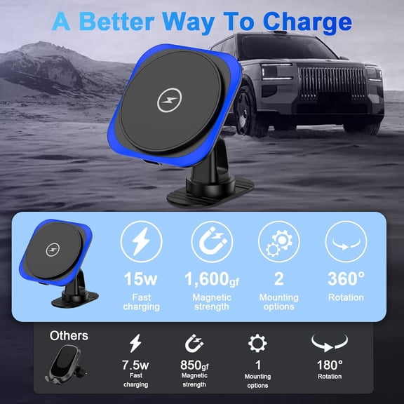 PYAN-for Magsafe Car Mount Charger, 15W Magnetic Wireless Car Charger, Magnetic Car Phone Holder for iPhone 17 16 15 14 13 12 Series, Samsung Galaxy S26 Ultra S25 S24 S23 S22 S21 S20 FE, Google Pixel