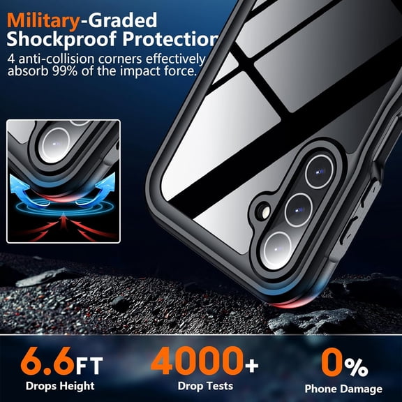 PYAN-for Samsung Galaxy A15 5G Case Waterproof, Full Heavy Duty Protection, Built-in Screen & Camera Lens Protector, Military Shockproof, Dustproof & Drable Galaxy A15 5g Phone Case 6.5"-Black