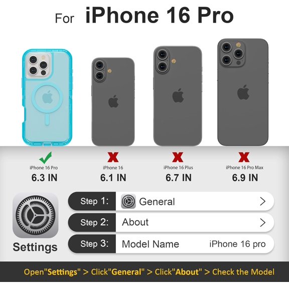 PYAN-for iPhone 16 Pro Case, Compatible with MagSafe, Heavy Duty Shockproof Protection Phone Cases, Anti-Drop, Dual Layer Transparent Magnetic Phone Case for iPhone 16 Pro, 6.3", Blue