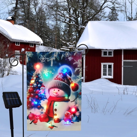 PYAN-solar garden flag lights outdoors garden flag 12X18 double sided, solar sall yard flag, winter outside decorations