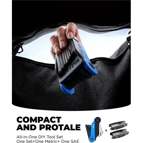 PYAN-toolant 17PCS Folding Allen Wrenches Sets(Metric and SAE), Metric Allen Key Set 1.5mm- 8mm, SAE Hex Key Set 5/64- 1/4", Folding Hex Keys for Home Repair and Bikes(EDC),gift for men