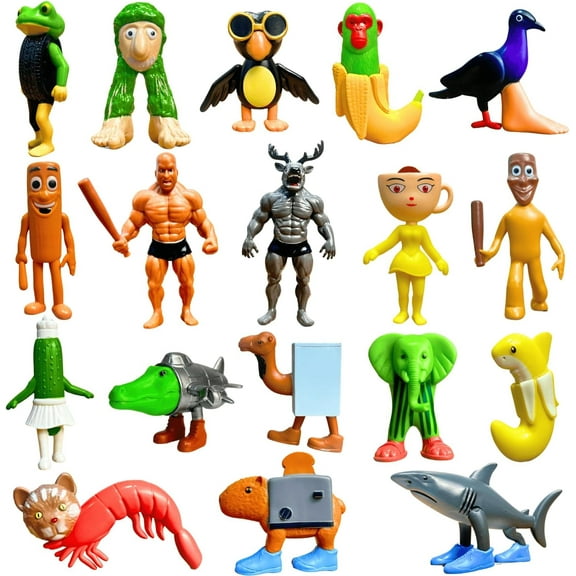 PYBHMYTR Tralalero Tralala Action Figure, 18PCS Italian Brainrot Meme Shark Figures Toys, Collectible Animals Figurine Doll Gifts for Fans (18PCS)