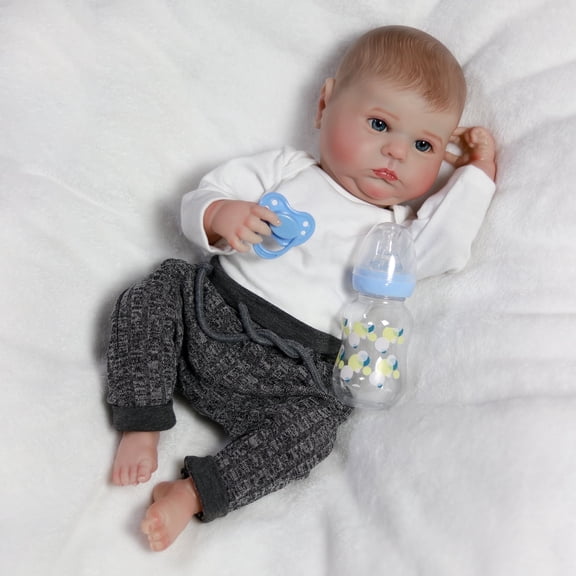 PYD 18Inch Realistic Reborn Doll Chubby Boy Double Chins Full Vinyl Body Newborn Doll Gift