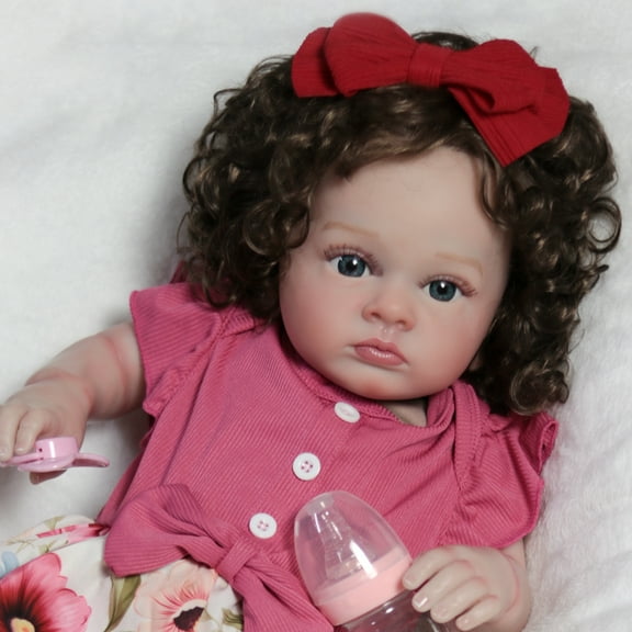 PYD 22Inch Reborn Baby Doll Vinyl Silicone Handmade Realistic Newborn Toddler Girl Doll Gifts