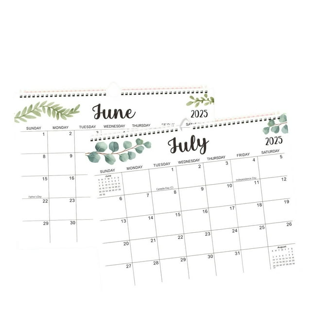 PYGNJK 2025 Wall Calendar, 14.76" x 11.42" Size Hanging Green Leaf