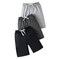 thumbnail image 1 of PYGNJK 3 Pack Boys Shorts Kids Pull On Athletic Baggy Sweat Shorts Elastic Waist Casual Jogger Shorts With Pockets, 1 of 4