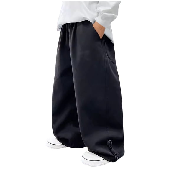PYGNJK Boys Baggy Sweatpants Wide Leg Open Bottom Pants Elastic Waist Sports Athletic Trousers With Pockets