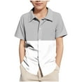 thumbnail image 1 of PYGNJK Boys Shirt Color Block Sleeve Button Down Top Causal Loose Collar T-Shirt Beach Clothes, 1 of 7