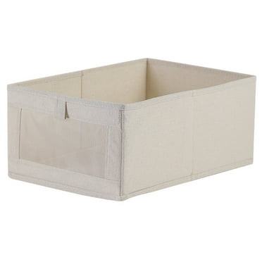 PYGNJK Collapsible Cube Fabric Storage Bins (16.14" x 11.02 x 6.69"), 1 Pack, Beige
