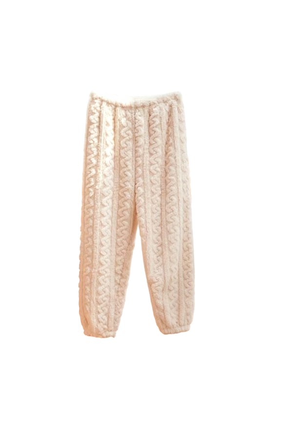 Fleece Pajama Pants Women Elastic Waist Wide Leg Teddy Pj Bottoms Drawstring Lounge Sleepwear Comfy Relaxed Winter