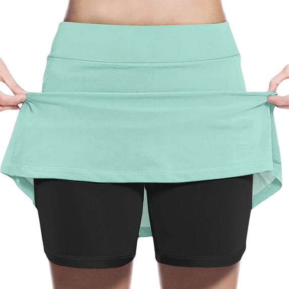 PYGNJK Girls 2 In 1 Athletic Skirts With Lining Shorts High Waist Tennis Sports Performance Skorts