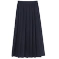 thumbnail image 1 of PYGNJK Girls Plus Size Back To School Pleated Maxi Skirt Classic Elastic Waist A-Line Uniform Skirts, 1 of 3