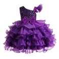 thumbnail image 1 of PYGNJK Girls Tutu Dress Asymmetric Shoulder Princess Wedding Birthday Party Pageant Layered Tulle Dresses, 1 of 4