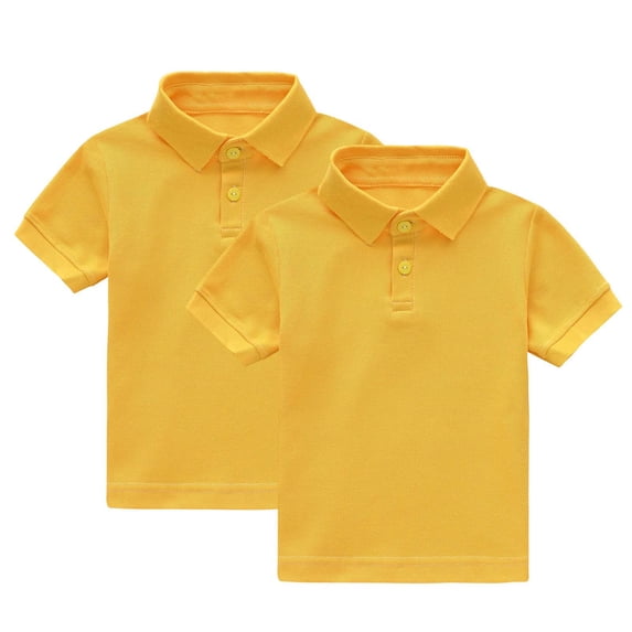 PYGNJK Kids Short Sleeve Polo Shirt Soild Collar School Uniform Performance Basic Shirts Loose Comfy Tops