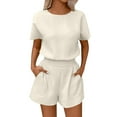 thumbnail image 1 of PYGNJK Pajamas Set For Women Waffle Knit Lounge Set 2 Piece Outfits Loungewear Sweatsuit With Pockets, 1 of 8