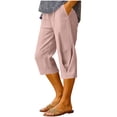 thumbnail image 1 of PYGNJK Women's Capris Pleated Elastic Waist Cropped Pants Business Loose Casual Toursers With Pockets, 1 of 5