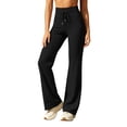 thumbnail image 1 of PYGNJK Women's Flare Yoga Pants High Waist Drawstring Stretchy Lightweight Bootcut Athletic Workout Casual Lounge Pants, 1 of 8