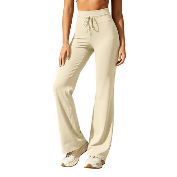 PYGNJK Women's Flare Yoga Pants High Waist Drawstring Stretchy Lightweight Bootcut Athletic Workout Casual Lounge Pants