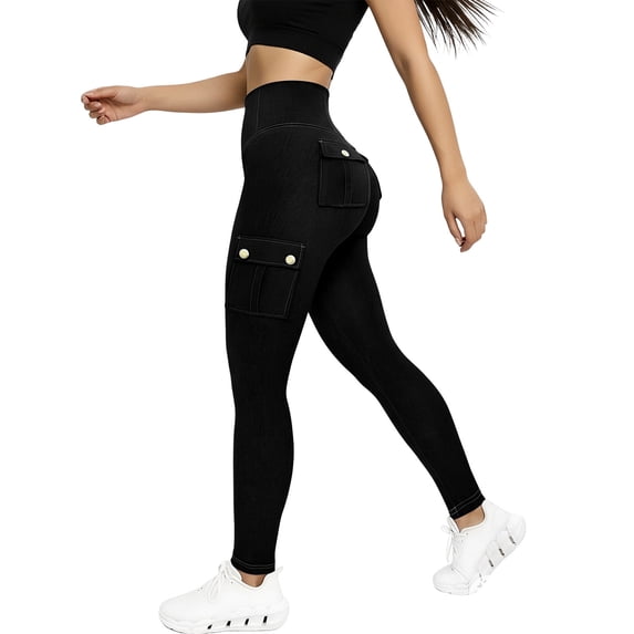 PYGNJK Women's Lifting Jeans Trendy High Waisted Stretchy Skinny Jeggings Tummy Control Denim Pants With Mutil Pockets