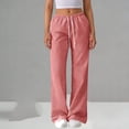 thumbnail image 1 of PYGNJK Women's Striped Wide Leg Pants Linen Elastic Waist Drawstring Trousers With Pockets Summer Casual Beach Pants, 1 of 7