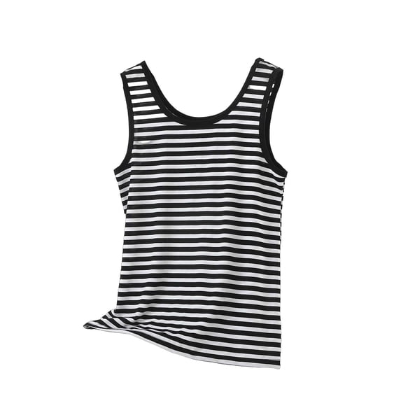 PYGNJK Womens Plus Size Striped Ribbed Tank Tops Sleeveless Crewneck Casual Basic Summer Top Slim Fitted Racerback Shirts