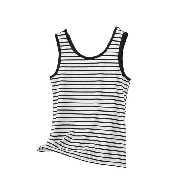 PYGNJK Womens Plus Size Striped Ribbed Tank Tops Sleeveless Crewneck Casual Basic Summer Top Slim Fitted Racerback Shirts