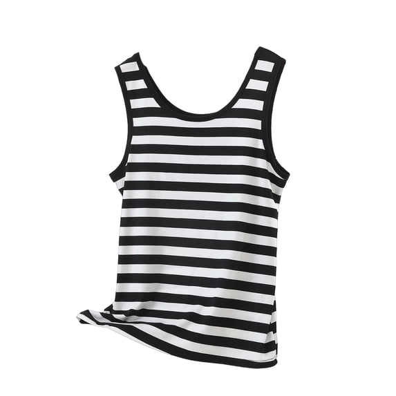 PYGNJK Womens Plus Size Striped Ribbed Tank Tops Sleeveless Crewneck Casual Basic Summer Top Slim Fitted Racerback Shirts