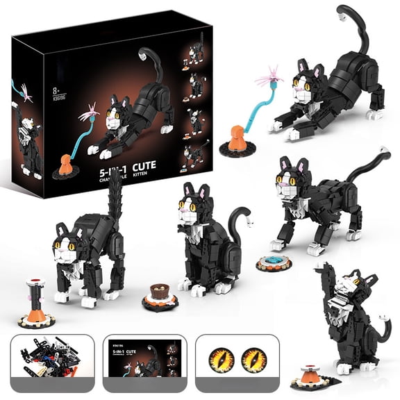 PYKACHY Cat Building Blocks Five In One Milk Cat Toy Set Compatible Brick Construction 775 PCS