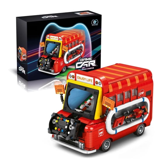 PYKACHY Remote Control Building Blocks Retro Car DIY Assembly Toy 800+ Pieces Battery Powered Flashing Function