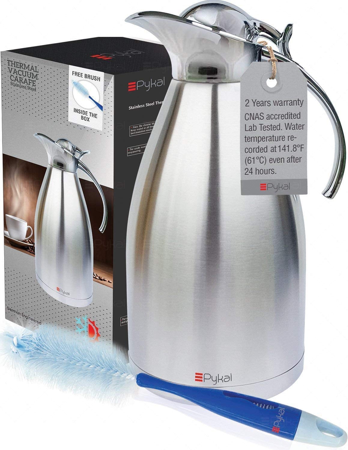 PYKAL Thermal Coffee Carafe with Lid 68Oz / 2L Vacuum Insulated