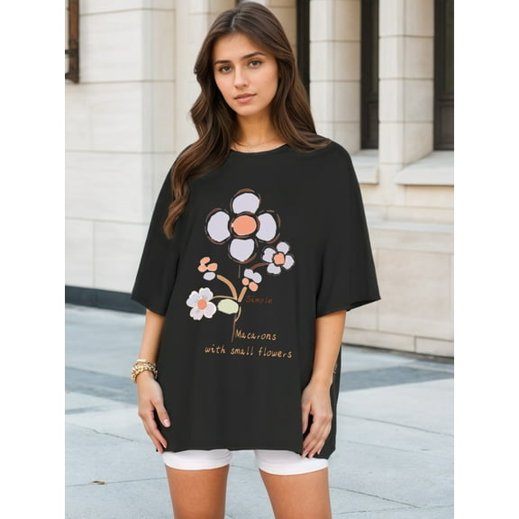 PYL Women's T-Shirts XS-XL Summer Short Sleeve Graphic Tees Fashion Print Casual T-Shirts Crew Neck Blouses Tops