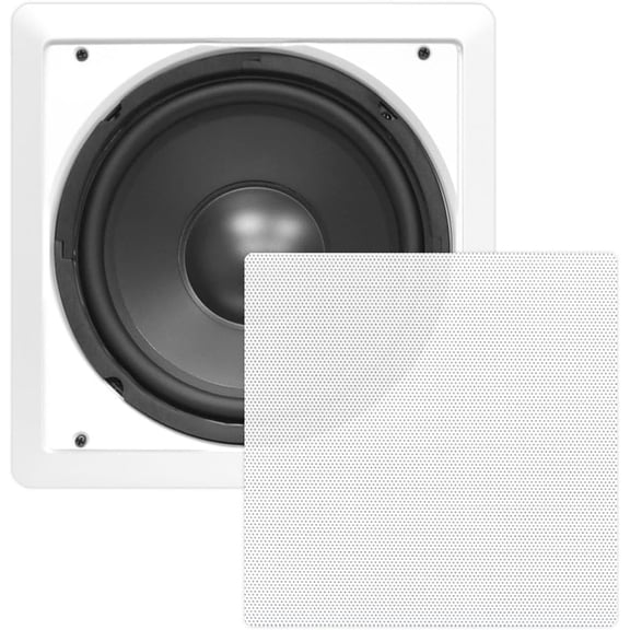 PYLE-HOME PDIWS10 - In-Wall / In-Ceiling 10'' High Power Subwoofer System, DVC, Flush Mount, White, Single Speaker