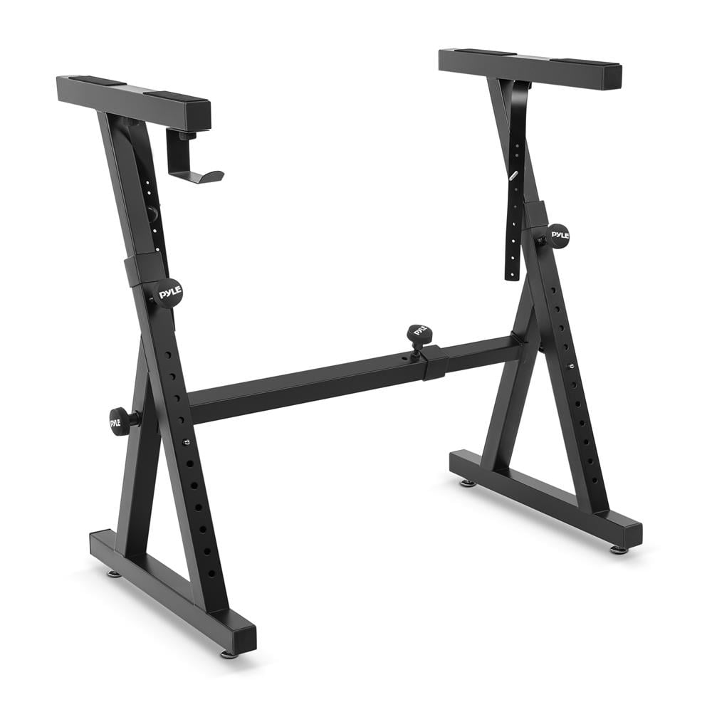 PYLE Heavy Duty Folding Keyboard Stand - Sturdy Reinforced Z Design w/ Adjustable Width & Height, Foam Padded Arms, Digital Piano Stand, Fits 54-88 Key Electric Pianos, for Travel & Storage