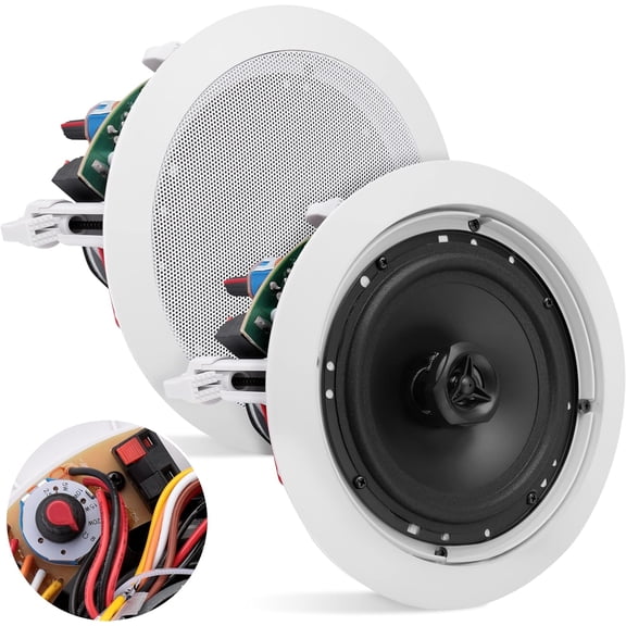 PYLE PDIC63T - 6.5’’ In-Wall / In-Ceiling 70V Speaker - Flush Mount Low-Profile Speaker with 70 Volt Transformer (500 Watt)