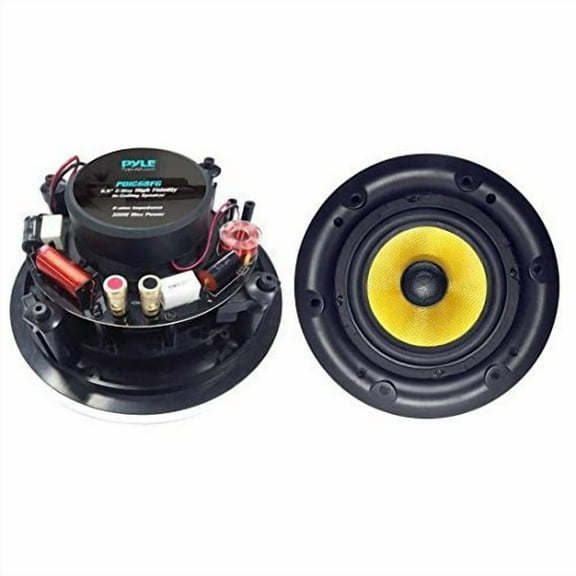 PYLE PDIC68FG - Dual 6.5" In-Wall / In-Ceiling Hi-Fi Speakers - High Performance Full Range Stereo Speaker System with Magnetic Grills (300 Watt)