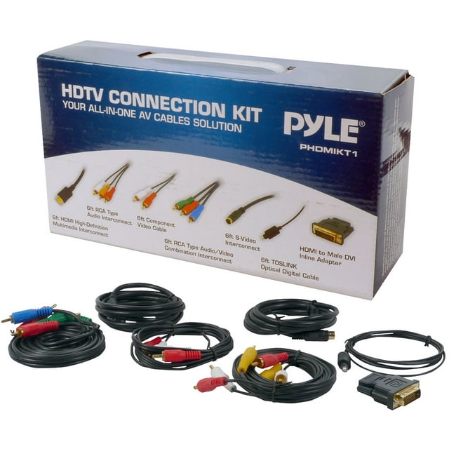 PYLE PHDMIKT1 - HDTV Audio/Video Cable Connection Kit Compatible w/ Plasma, LCD/LED/DLP/DVD and Audio Players
