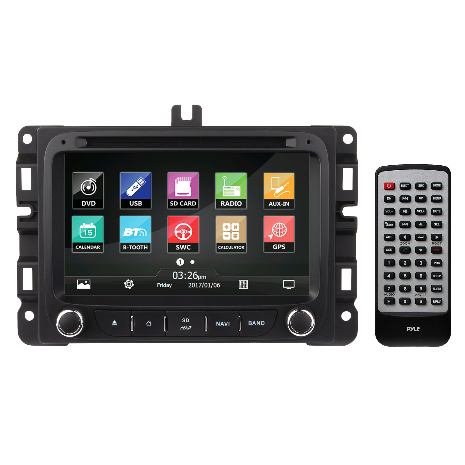 PYLE PJEEPREN16 - Jeep Renegade HeadUnit Car Stereo - Receiver System 2015/2016, Bluetooth Wireless, CD/DVD Player, 7'' HD Touchscreen Display, AM/FM Radio, Single DIN - image 1 of 5