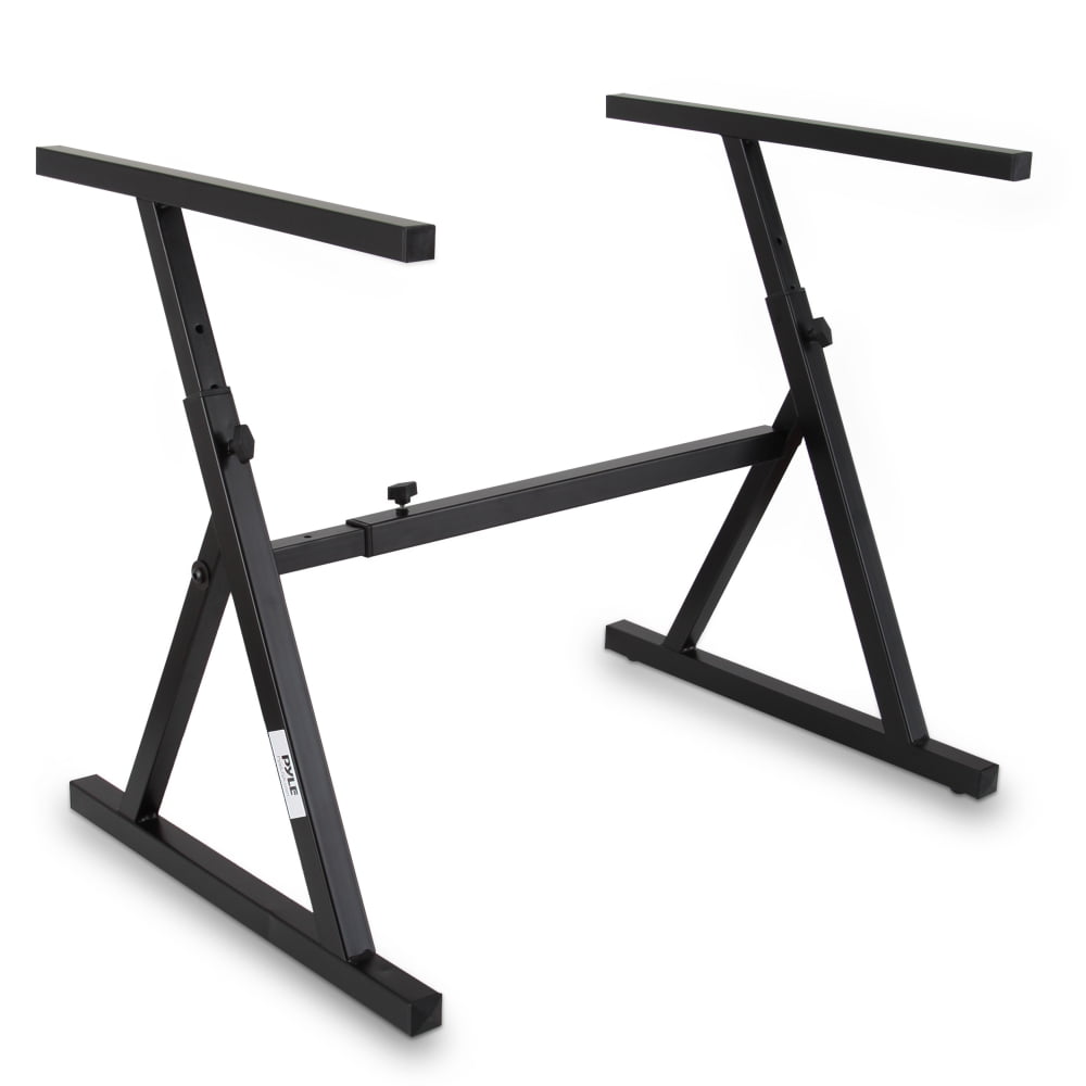 PYLE PKST38 - Heavy Duty Folding Keyboard Stand - Sturdy Reinforced Z Design w/ Adjustable Width \u0026 Height, Foam Padded Arms, Digital Piano Stand, Fits 54-88 Key Electric Pianos, for Travel \u0026 Storage