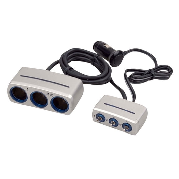 PYLE PL12V3P - Plug In Car 1 TO 3 Cigarette Lighter Multiplier & Power Control Station