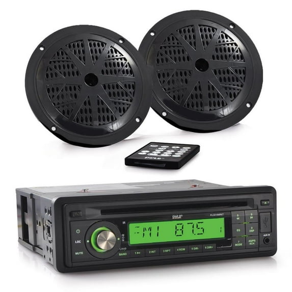 PYLE PLCD14MRKT - Marine Stereo Receiver & Speaker Kit - Single DIN Radio with CD Player, MP3/USB/SD Readers, (2) 5.25’’ Waterproof Speakers, Radio Splash Shield