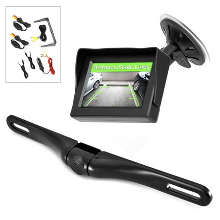 PYLE PLCM4350WIR - Wireless Backup Car Camera Rearview Monitor System - Parking & Reverse Safety Distance Scale Lines, Waterproof & Fog Resistant Cam, 4.3" LCD Screen Video Color Display for Vehicles