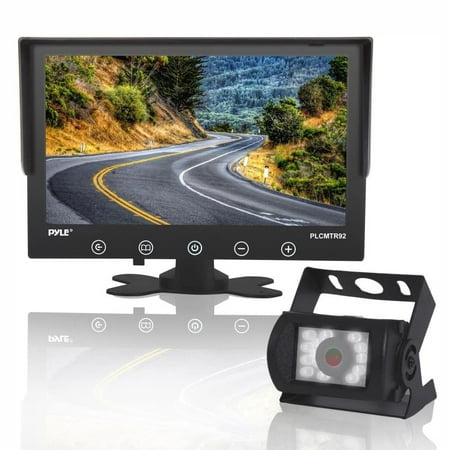 PYLE PLCMTR92 - Waterproof Rated Backup Camera & Monitor System - with 9'' Display Monitor (DC 12-24V for Bus, Truck, Trailer, Van)