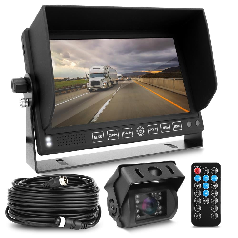 PYLE PLCMTRDVR41 - Dash Cam Recorder DVR for Trucks - 7 Inch Monitor Blackbox Rear Camera View Full Color HD 1080p Video Security Loop Camcorder - PiP Night Vision Audio Record Micro SD & Microphone