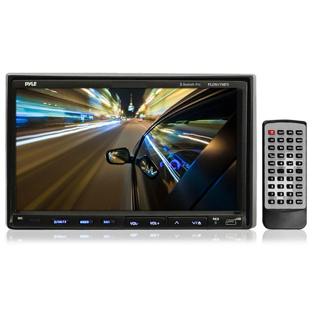 PYLE PLDN74BTI - 7'' Double DIN Bluetooth Headunit Receiver, Built-in Mic for Hands-Free Call Answering, Touch Screen, DVD Player, USB/SD Readers, AUX Input, AM/FM Radio