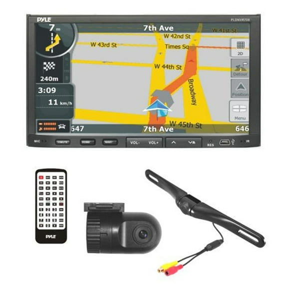 PYLE PLDNVR708 - Double DIN CD/MP3 Receiver Headunit Radio, Rearview Backup Camera & Dash Cam Driving System Kit, GPS Navigation, Bluetooth Wireless Streaming